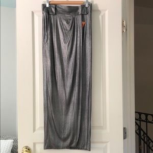 ST GILLIAN METALLIC BLACK & SILVER LONG WRAP SKIRT
